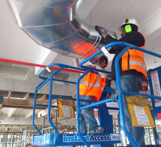 Two sheet metal staff installing system